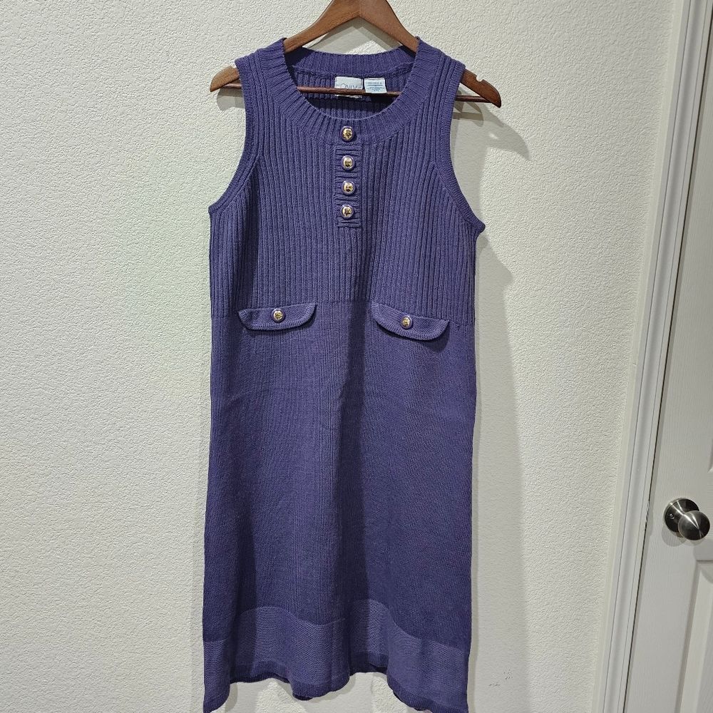 Vintage 90s Only Necessities Purple Knit Sweater Dress Medium Whimsigoth
